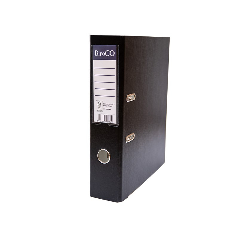 Biblioraft A4, cotor 5 cm, colturi metalice, 80 g/mp, carton 2 mm, PVC, negru - imagine 3